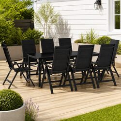 Durable 9 Piece Anthracite Garden Dining Set