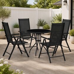 5 Piece Garden Dining Set with Sturdy Aluminium Frame