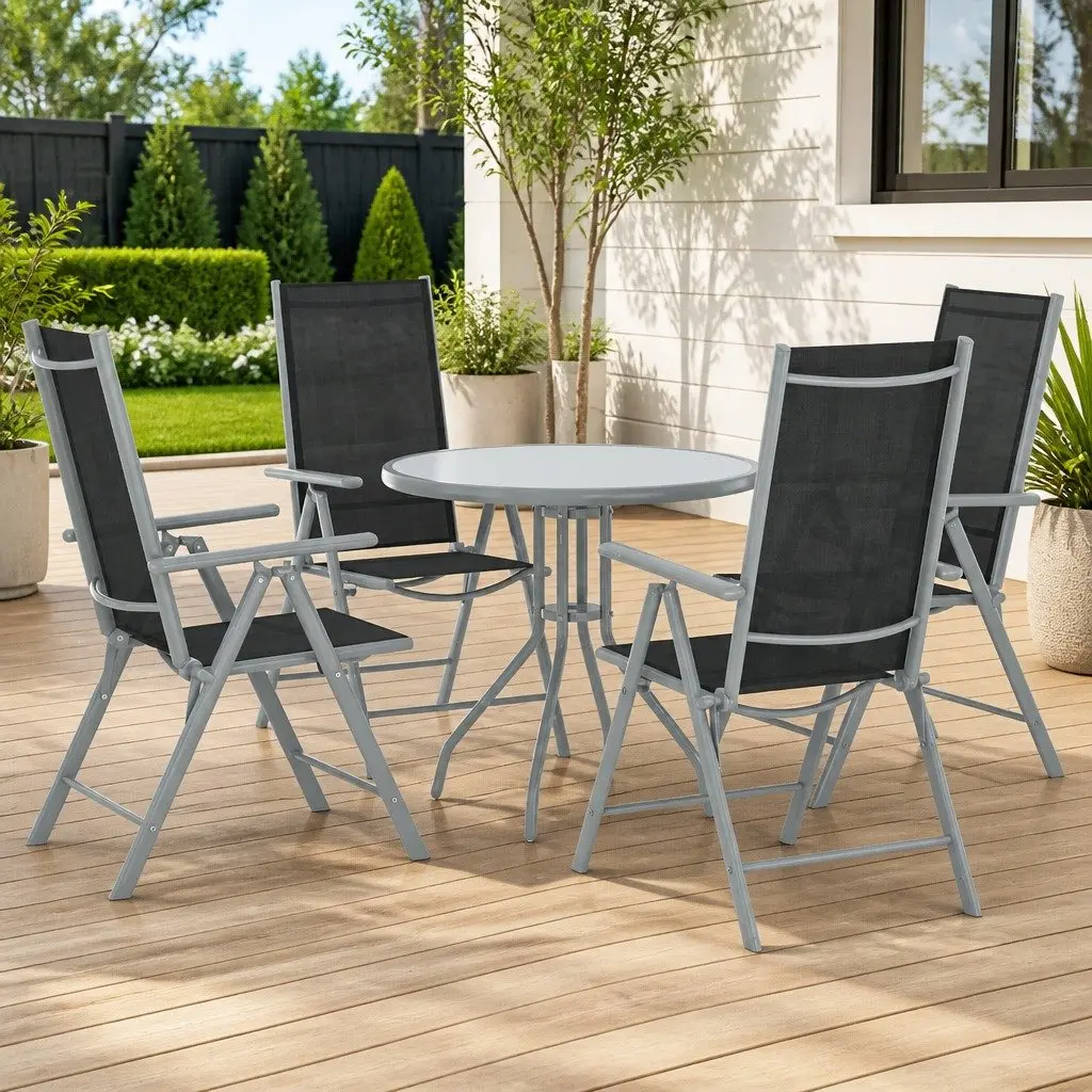 5 Piece Garden Dining Set with Aluminium Frame