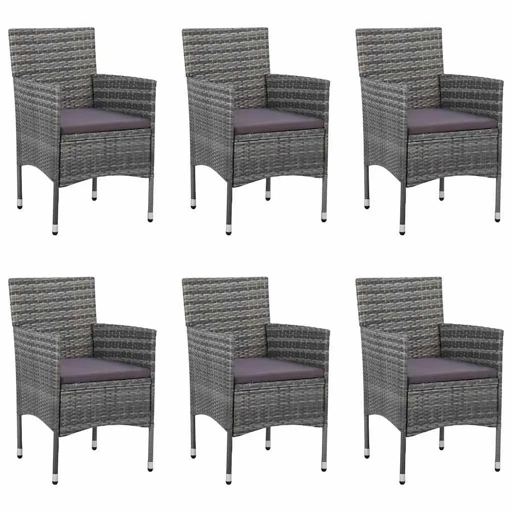 7 Piece Garden Dining Set with Grey Poly Rattan