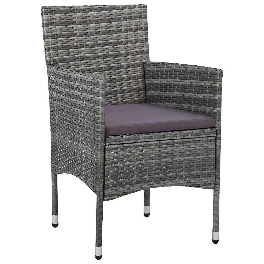 7 Piece Garden Dining Set with Grey Poly Rattan