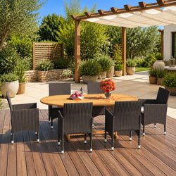 Outdoor Rattan Dining Set: 7-Piece Brown Furniture