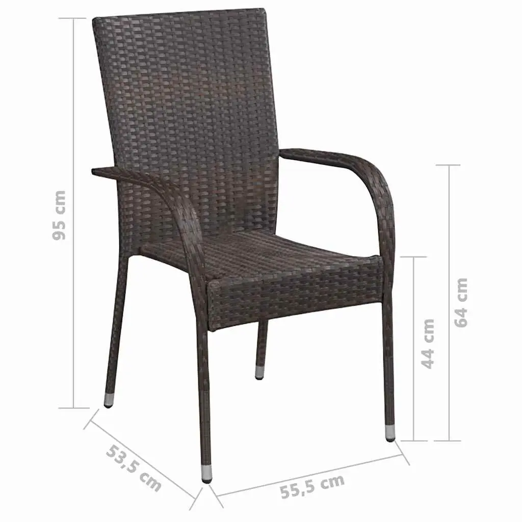 Garden Dining Set 7 Piece Acacia Wood Steel PE Rattan Brown