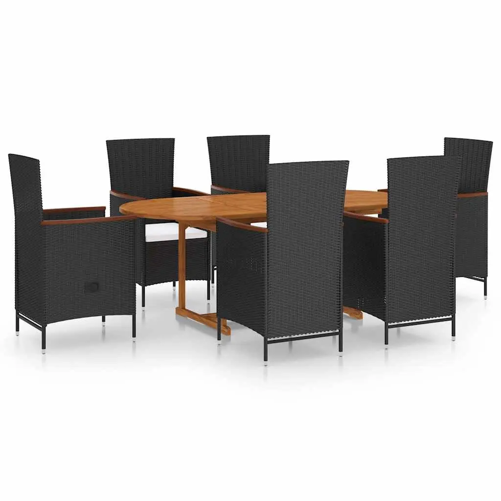 7 Piece Garden Dining Set in Black