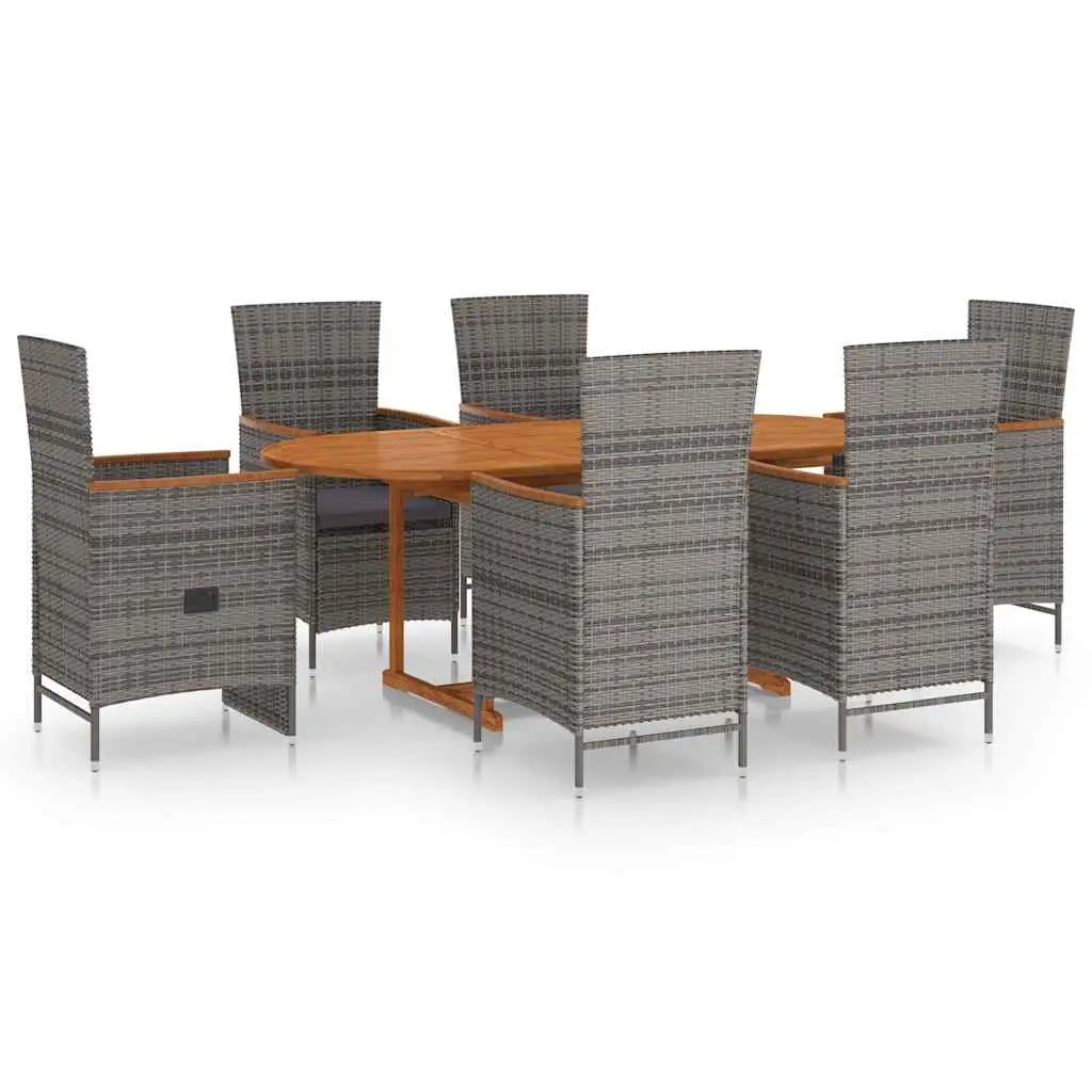 7-Piece Garden Dining Set with Acacia Wood and Rattan