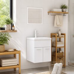 Engineered Wood Bathroom Furniture Set with Mirror