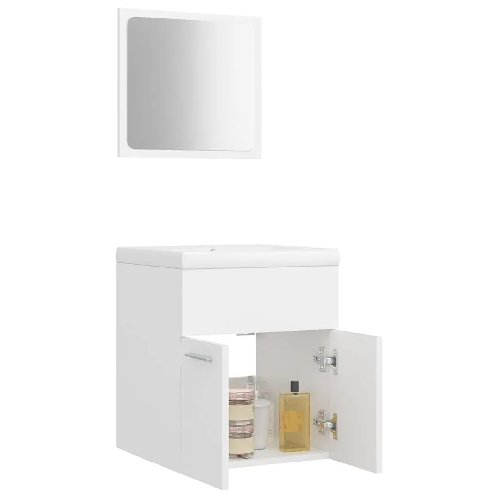 Engineered Wood Bathroom Furniture Set with Mirror