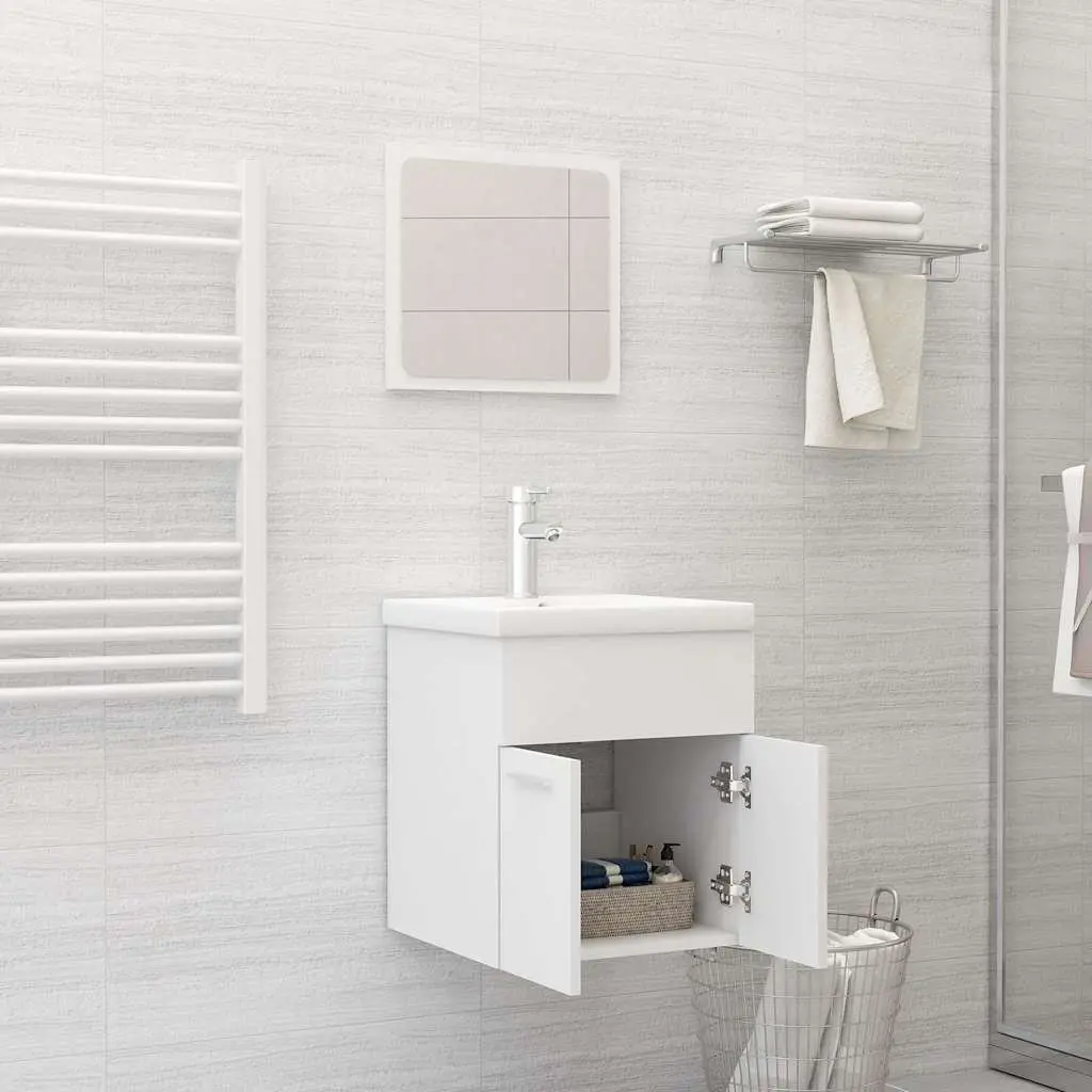 Engineered Wood Bathroom Furniture Set with Mirror