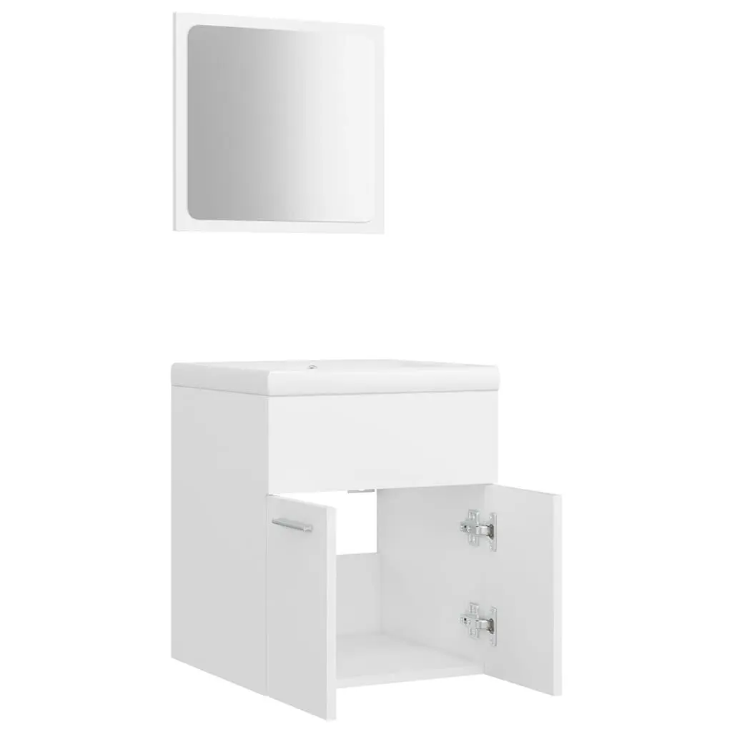 Engineered Wood Bathroom Furniture Set with Mirror