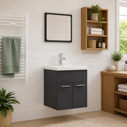 Grey Sink Cabinet Bathroom Furniture Set with Mirror