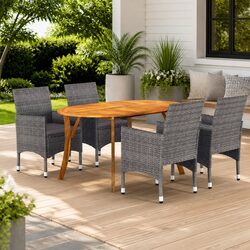 5-Piece Garden Dining Set with Grey Acacia Wood