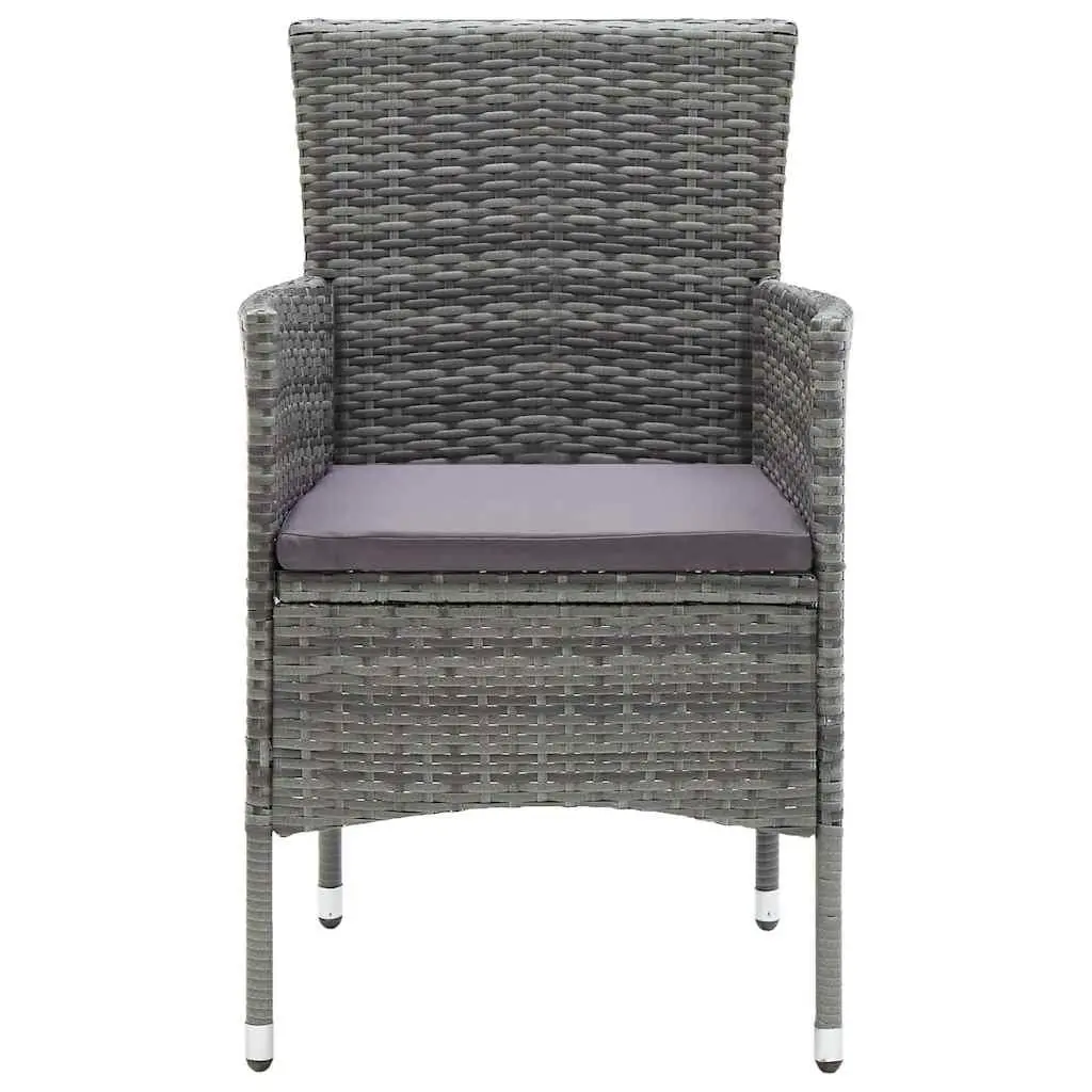 Garden Dining Set Acacia Wood Steel Frame PE Rattan Grey 5 Piece