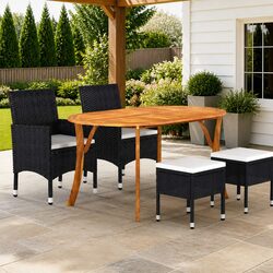 High-Quality 5-Piece Garden Dining Set with Acacia Wood
