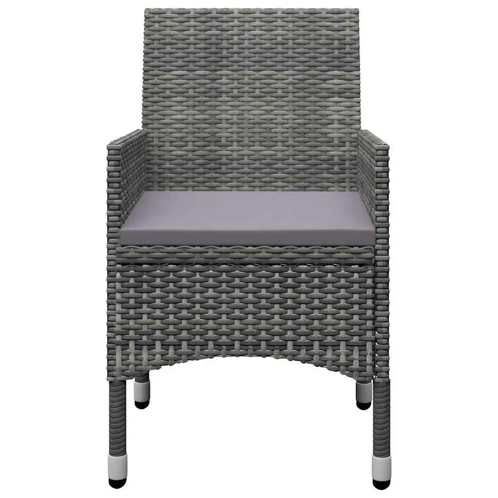 Garden Dining Set Solid Acacia Wood Steel Frame PE Rattan 5 Piece Grey