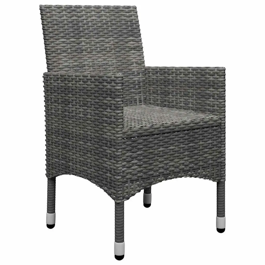 Garden Dining Set Solid Acacia Wood Steel Frame PE Rattan 5 Piece Grey