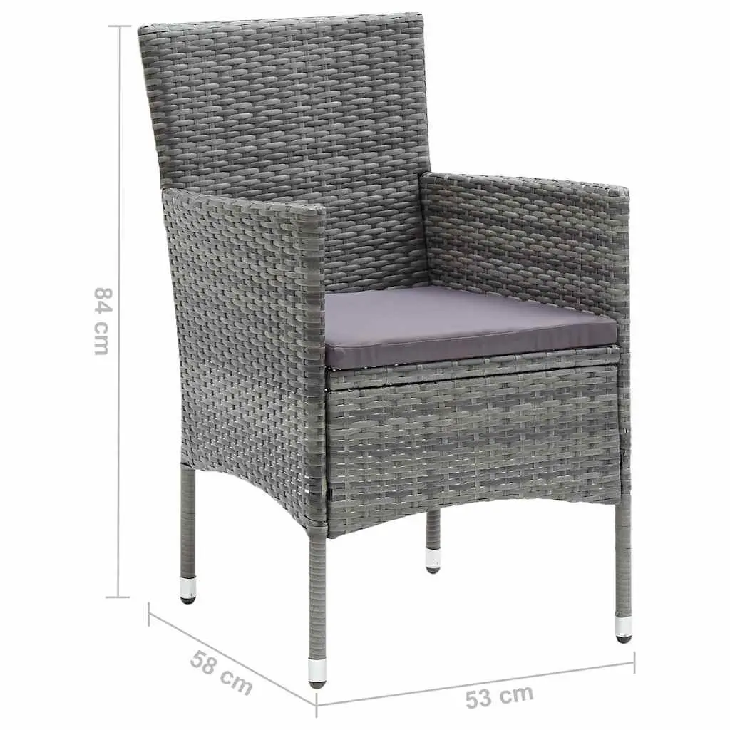Garden Dining Set Solid Acacia Wood Steel Frame PE Rattan 5 Piece Grey