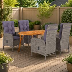 High-Quality 5 Piece Garden Dining Set with Rattan Chairs