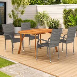 Sturdy 5 Piece Garden Dining Set with Acacia Wood Table