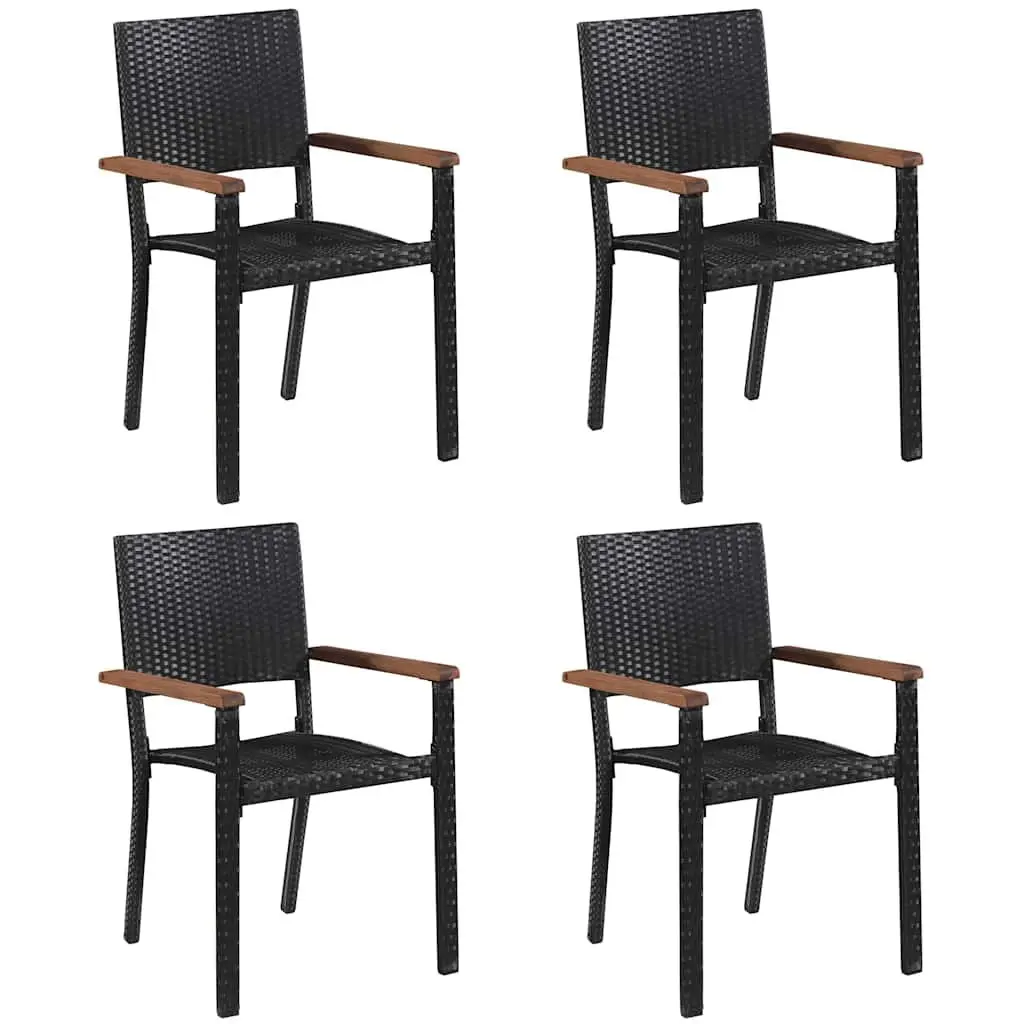 5-Piece Outdoor Dining Set with Black Acacia Wood