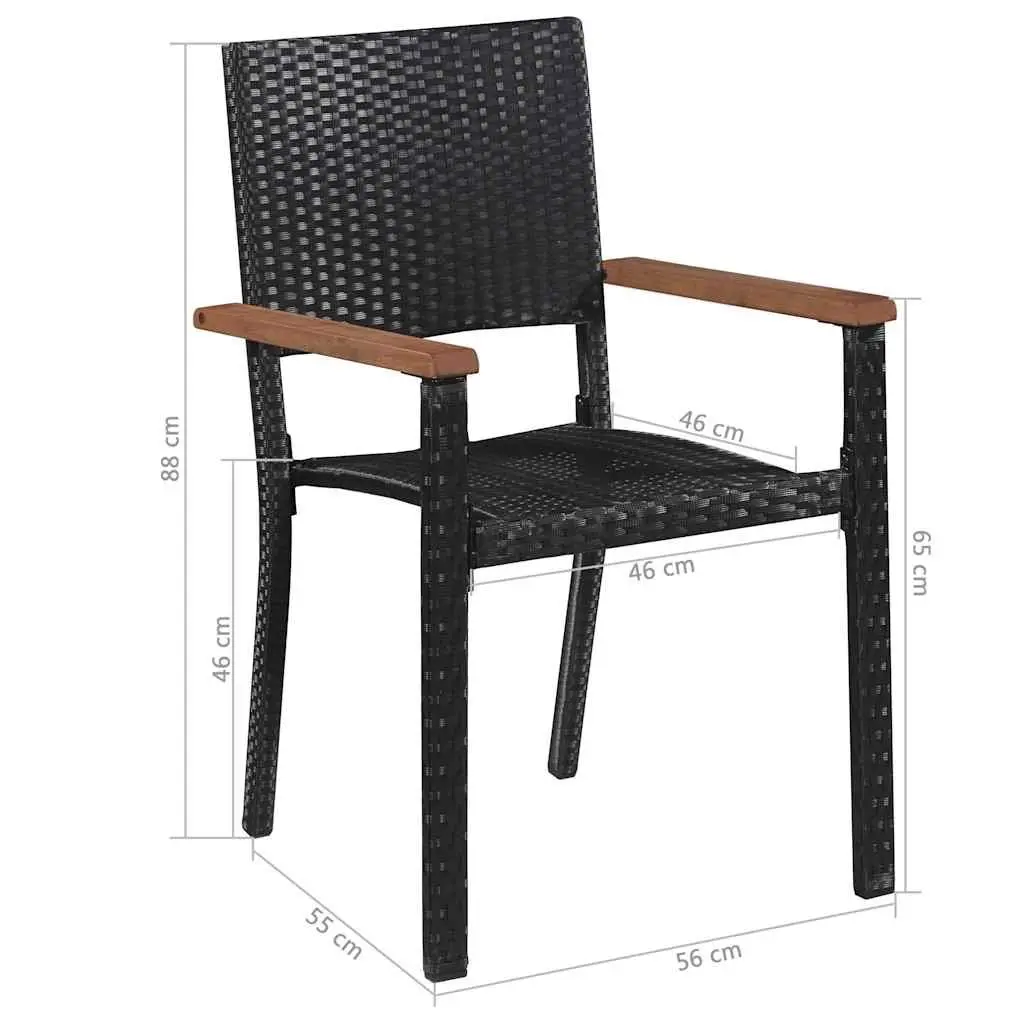 7 Piece Garden Dining Set with Acacia Wood and Rattan