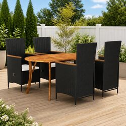 5-Piece Garden Dining Set with Durable Black Acacia Table