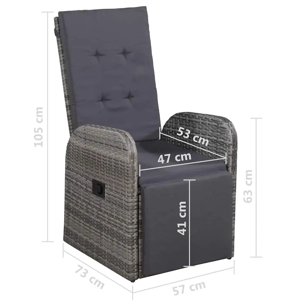 Garden Dining Set Grey Rattan Cushioned 7 Piece Outdoor Table Chairs