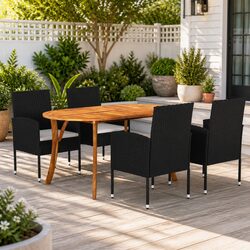 Sturdy 5-Piece Garden Dining Set with Acacia Wood Table