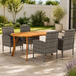 Sturdy 5 Piece Garden Dining Set with Anthracite Finish