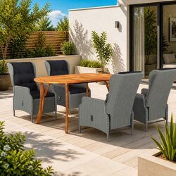 Stylish Grey 5-Piece Garden Dining Set with Acacia Wood