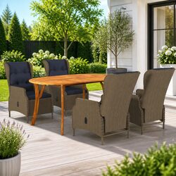Premium 5-Piece Garden Dining Set with Brown Acacia Wood