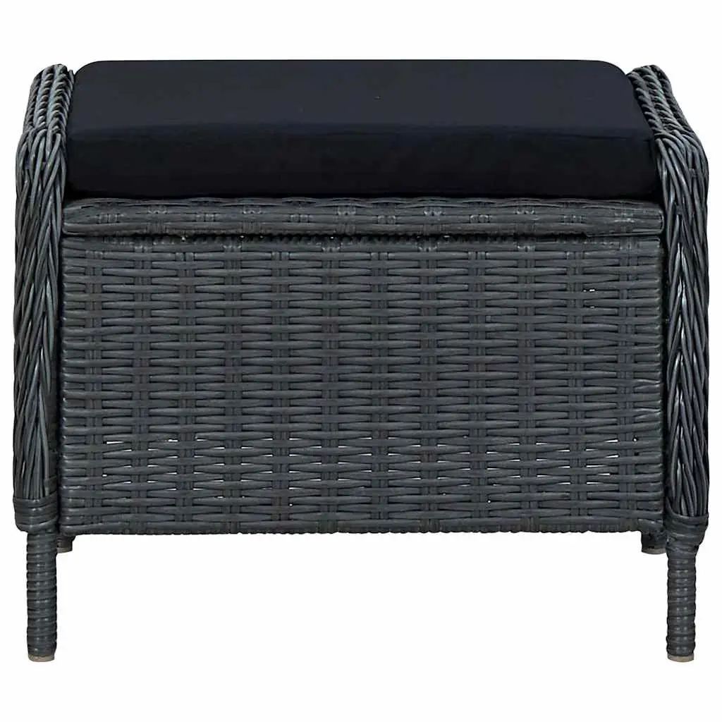 Garden Dining Set Grey Rattan Acacia 7 Piece Outdoor Furniture Table Chairs