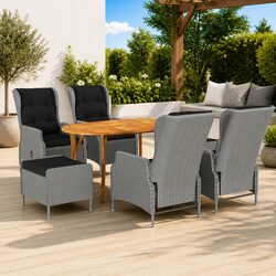 Stylish 7-Piece Garden Dining Set with Grey Rattan Chairs