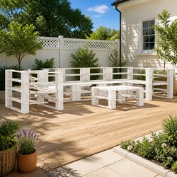 Premium 7-Piece White Garden Pallet Lounge Set