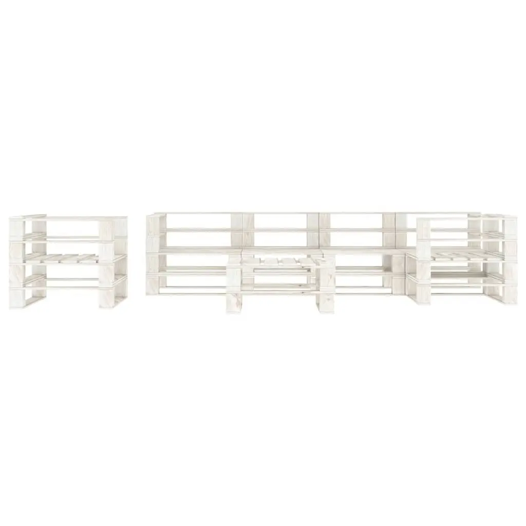 7 Piece Garden Lounge Set Pinewood White