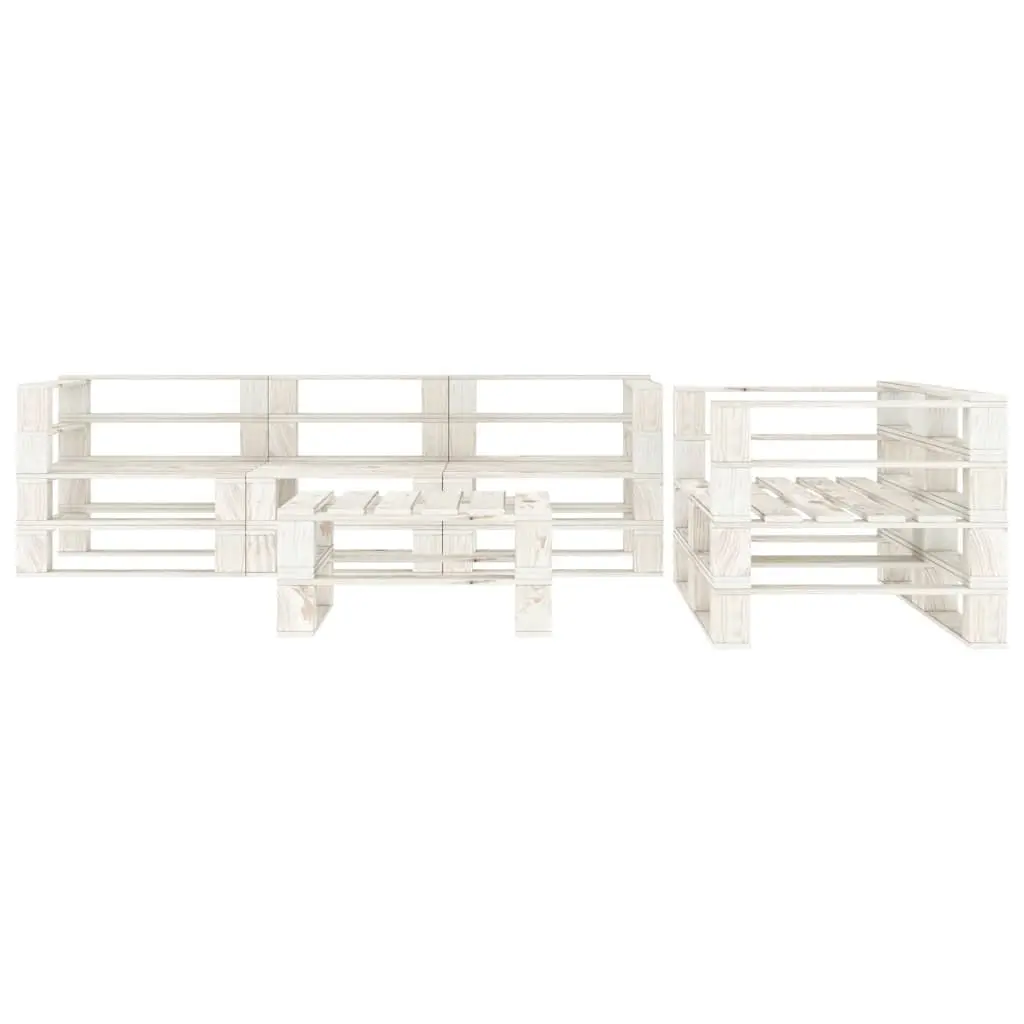 6-Piece White Wooden Garden Pallet Lounge Set
