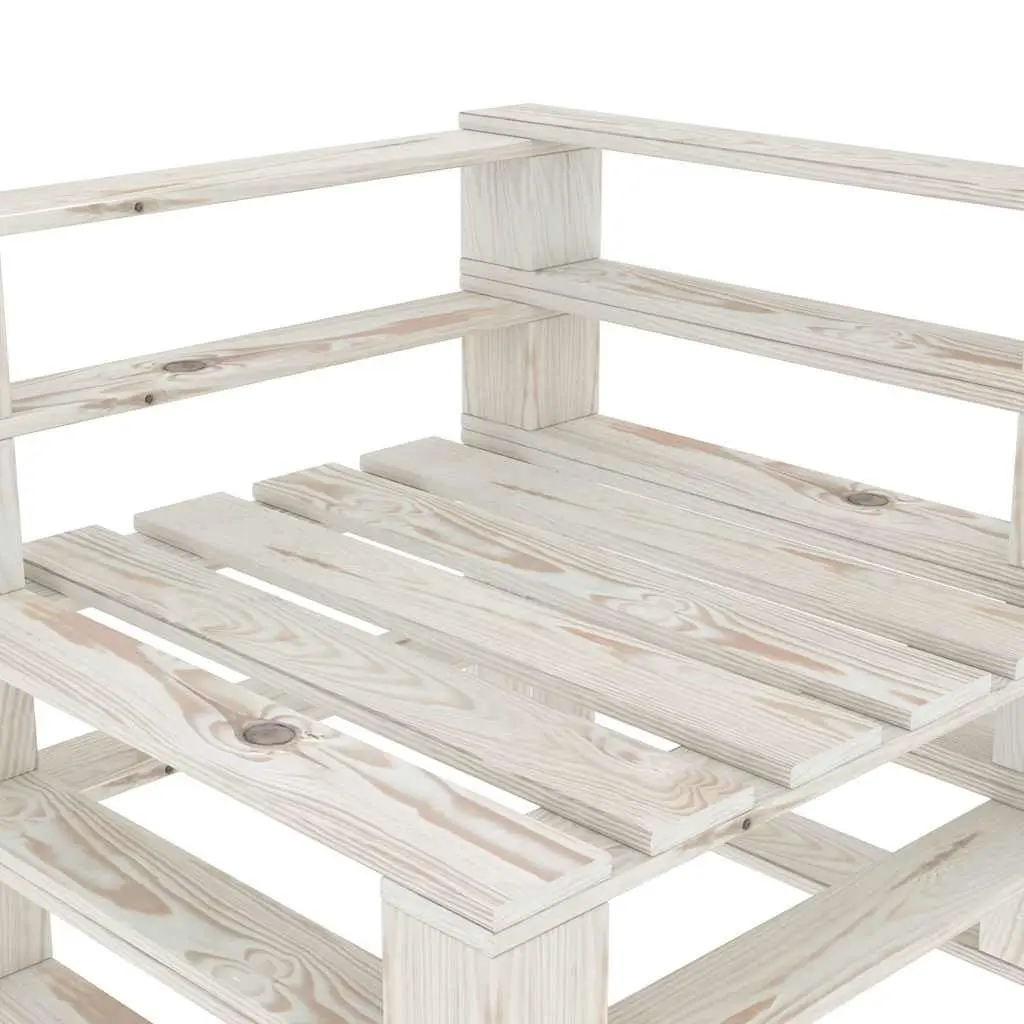 Garden Pallet Sofa Pinewood 3-Seater White Outdoor Patio Couch Rustic