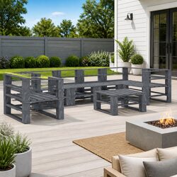 7-Piece Grey Outdoor Pallet Lounge Set for Relaxation