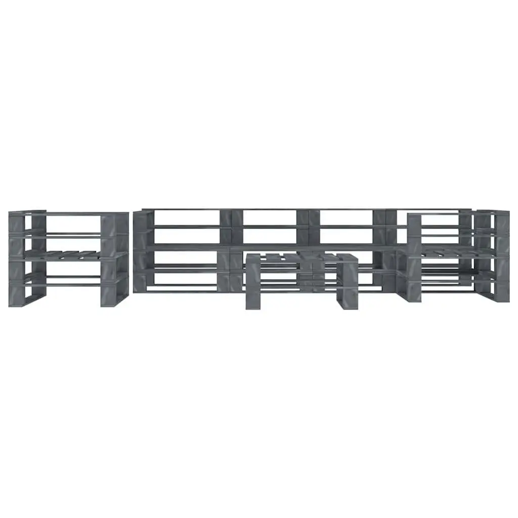 7 Piece Garden Pallet Lounge Set Outdoor Patio Furniture Wood Grey Sofa