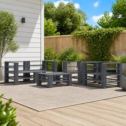 Durable 5 Piece Grey Pallet Lounge Set for Outdoors