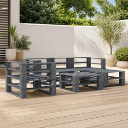 Durable 6-Piece Grey Wood Garden Pallet Lounge Set