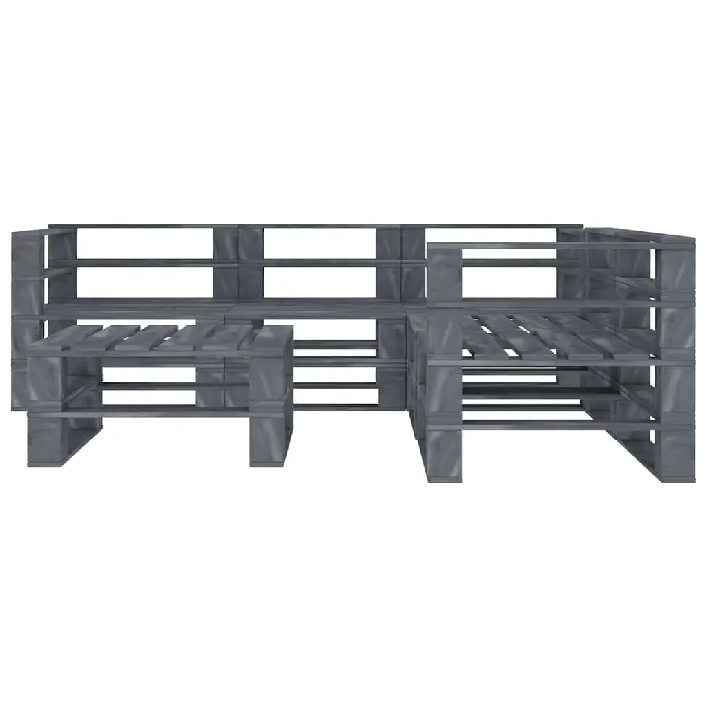 Garden Pallet Lounge Set Pinewood 6 Piece Outdoor Furniture Grey