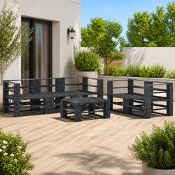 Grey Wood 6 Piece Outdoor Lounge Set with Coffee Table