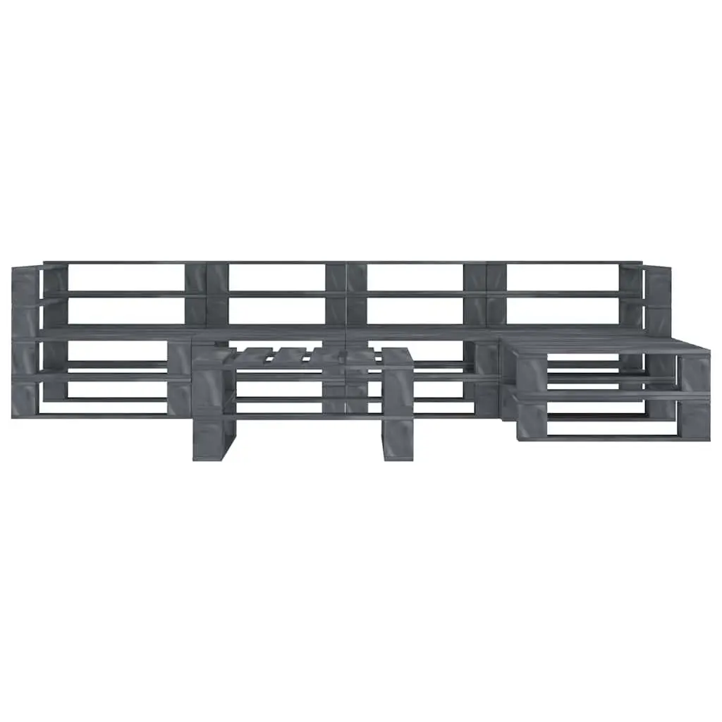 Pallet Lounge Set Pinewood 6 Piece Outdoor Furniture Grey