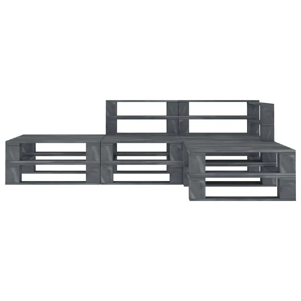 Pallet Lounge Set Pinewood 4 Piece Grey Outdoor Furniture Sofa Patio Seating