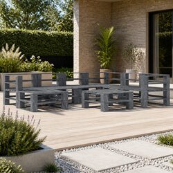 8 Piece Outdoor Furniture Set in Grey Wood for Relaxation