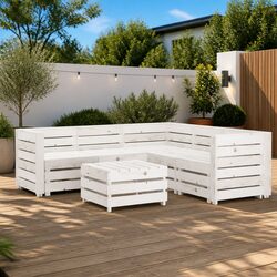 Durable 6 Piece White Pallet Garden Lounge Set