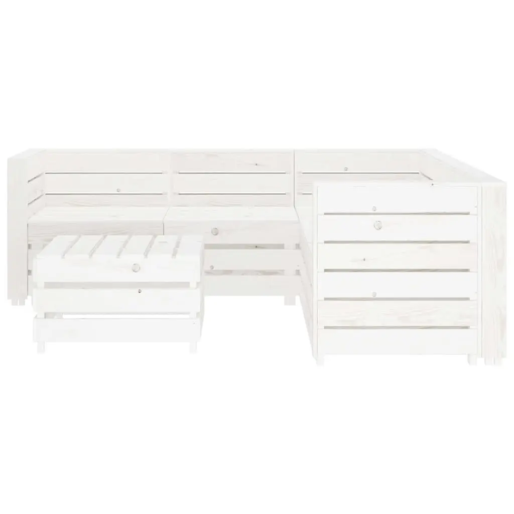 Garden Lounge Set Pinewood 6 Piece White Outdoor Patio Sofa Coffee Table