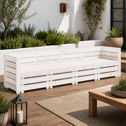 Premium 4-Seater Outdoor Pallet Sofa Set in White