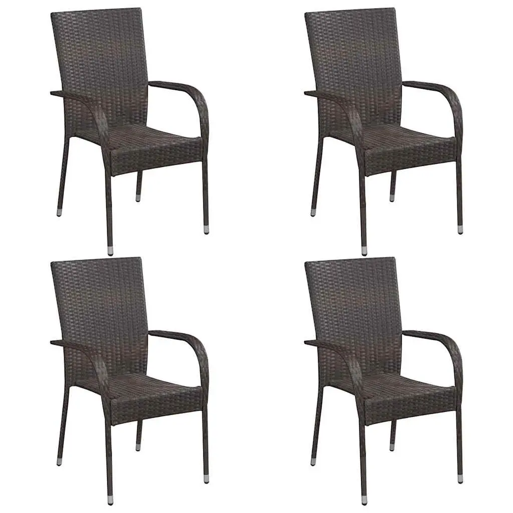 5-Piece Brown Garden Dining Set with Steel Frames