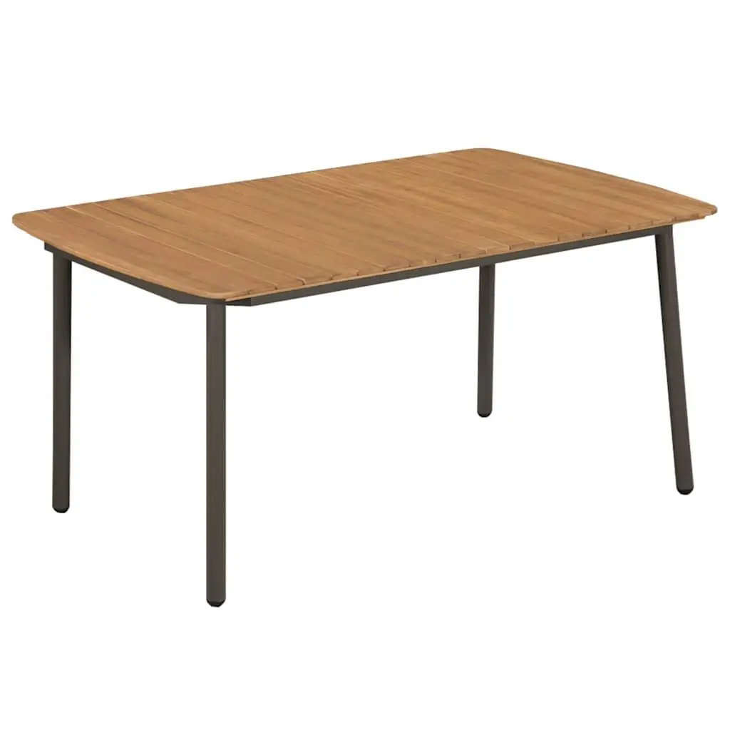 5-Piece Grey Outdoor Dining Set with Acacia Table